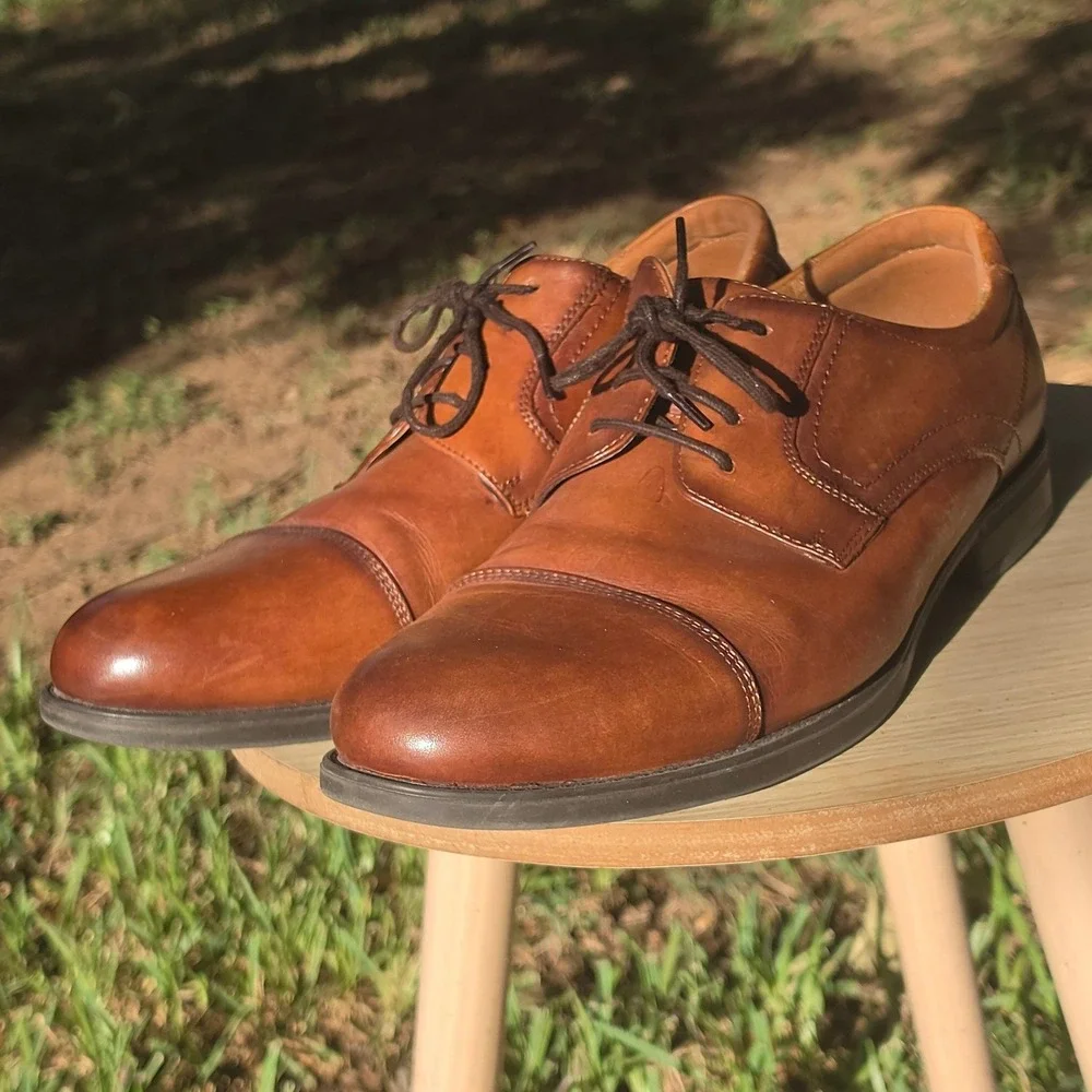 Florsheim Mens Cognac Brown Leather Cap Toe Oxford Comforttech Shoes sz 13EEE